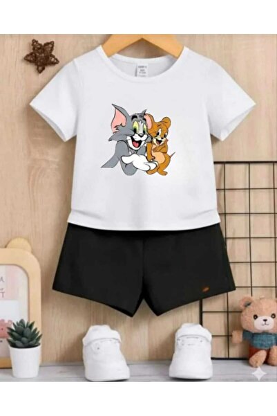 NC Nicee Clothes تي شيرت صيفي للأطفال شورت يونيسكس (توم وجيري جوليركن)