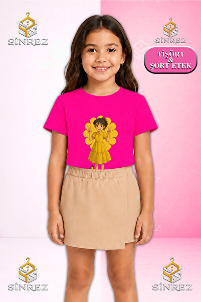 SİNREZ Set pentru fete HVN GIRL ANIME Tricou cu mânecă scurtă imprimat Fustă ...