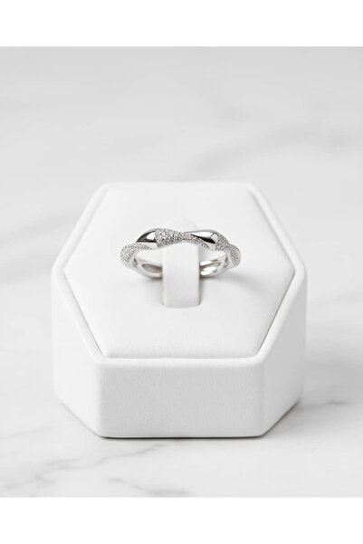 Portakal Esintisi Knotera Inlaid Zircon Stone Curved Adjustable Ring