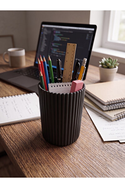 craftopya Decorative Striped Pen Holder and Makeup Brush Holder Desktop Organ...