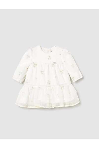 MAYORAL Baby Girl Embroidered Tulle Celebration Dress 1-4 Years Old Cream