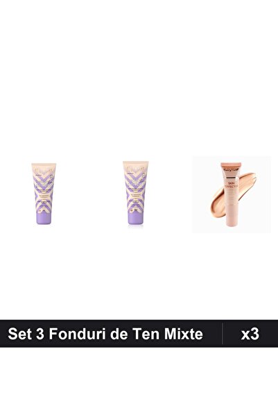 Eveline Set 3 Fonduri de Ten Better Perfekt & Ruby Rose, Nuante Ivory Beige, ...