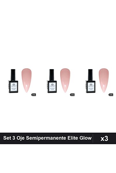 global fashion Set 3 Oje Semipermanente Elite Glow 15ml, Gel Polish UV/LED Ma...