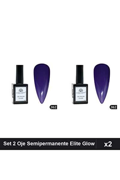 global fashion Set 2 Oje Semipermanente Elite Glow 15ml, Gel Polish UV/LED