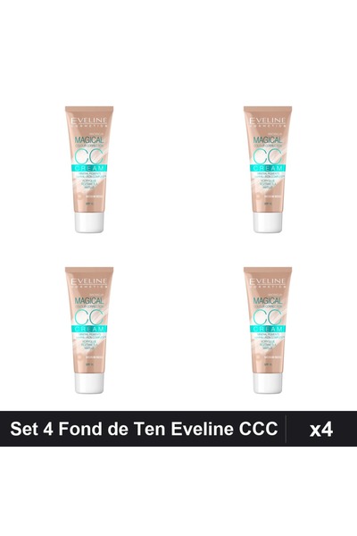 Eveline Set 4 Fonduri de Ten CCC Magical 53 Medium Beige 30ml, Acoperire Comp...