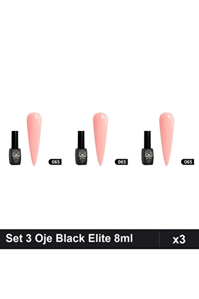 global fashion Set 3 Oje Semipermanente Black Elite 8ml, Manichiura UV/LED, N...