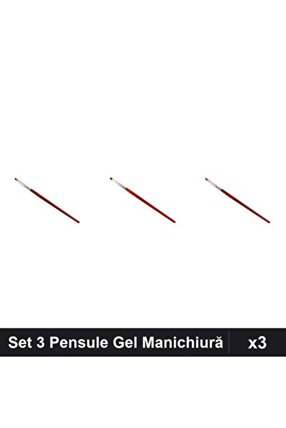 NAİLS Set 3 Pensule Gel Manichiură, Limba Pisică și Țesit, Păr Sintetic