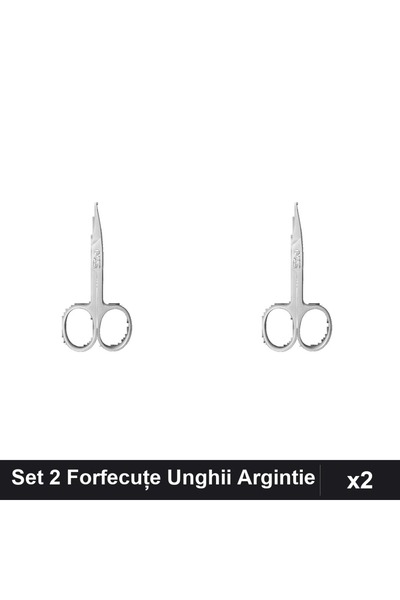 One Group Set 2 Forfecuțe Profesionale Unghii Argintie Satin, Manichiură Pedi...