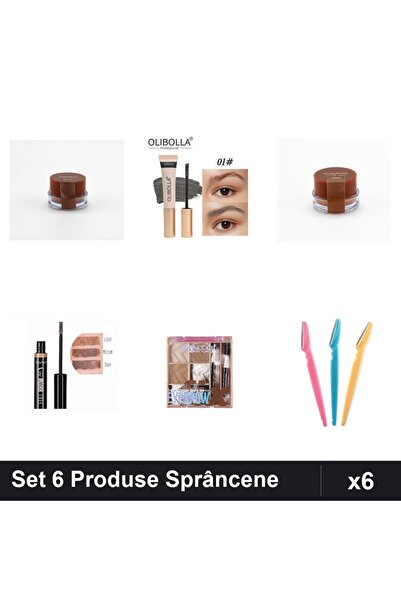 Ruby Rose Set 6 Produse Sprâncene, Gel Ruby Rose, Rimel Olibolla, Fard SevenC...