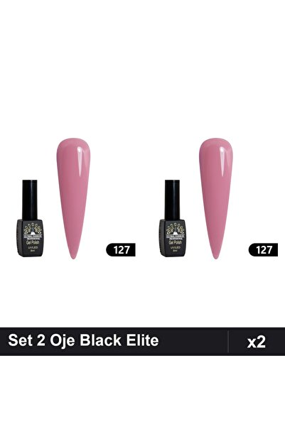 global fashion Set 2 Oje Semipermanente Black Elite 8ml, Manichiura UV/LED Pr...
