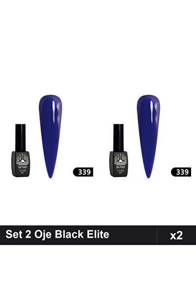 global fashion Set 2 Oje Semipermanente Black Elite 8ml, Manichiura UV/LED