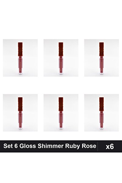 Ruby Rose Set of 6 Lip Gloss Shimmer 05, Luciu Pelin Intens, Makeup Lips