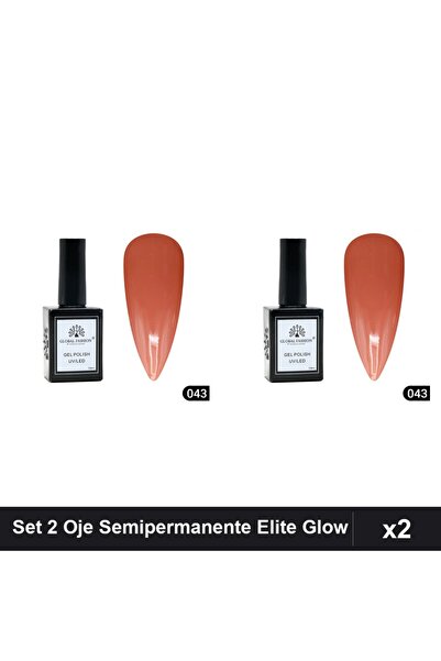 global fashion Set 2 Oje Semipermanente Elite Glow 15ml, Gel Polish UV/LED