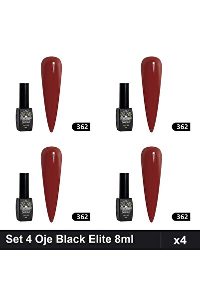 global fashion Set 4 Oje Semipermanente Black Elite 8ml, Manichiură UV/LED Pr...
