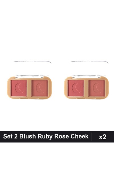 Ruby Rose Set of 2 Blush Palettes Cheek To Cheek 01, Highlighter Natural Shade