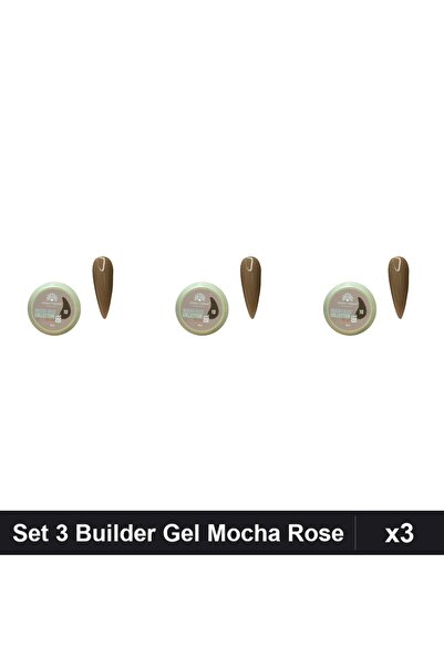global fashion Set 3 Builder Gel Mocha Rose 15g, Gel Constructie Unghii UV/LED,