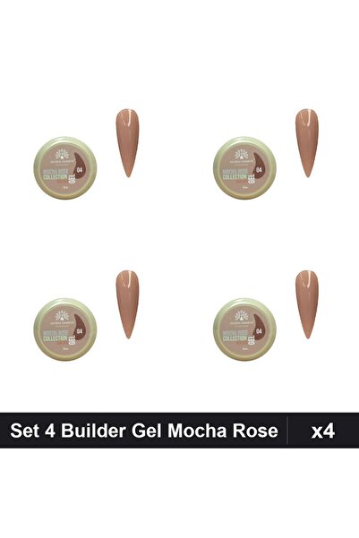 global fashion Set 4 Builder Gel Mocha Rose 15g, Constructie Unghii UV/LED,
