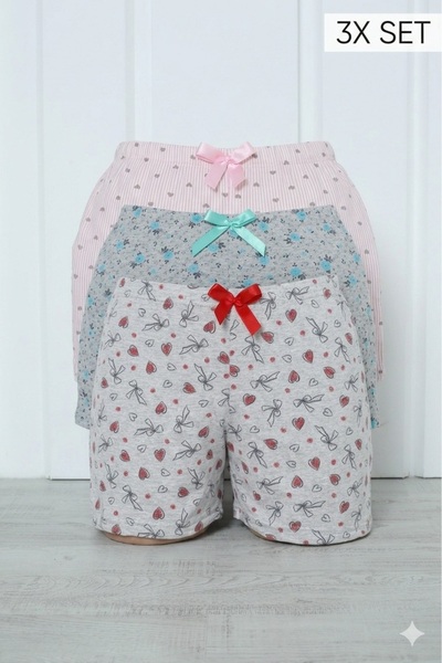 Serena Pantalon pijama scurți 3/set -multicolor