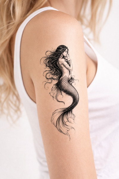 Generic Minimal Deniz Kızı Geçici Dövme Tattoo Kadın Dövmesi Tiny Tattoo Suya...