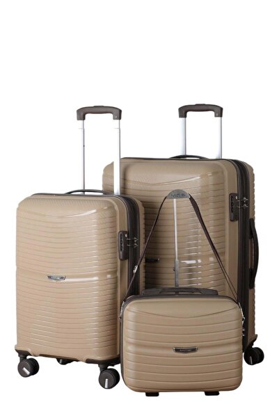 MÇS V379 AURA Y.ÜRETİM PP VALİZ 55 CM + 65 CM + MAKYAJ SİYAH SET