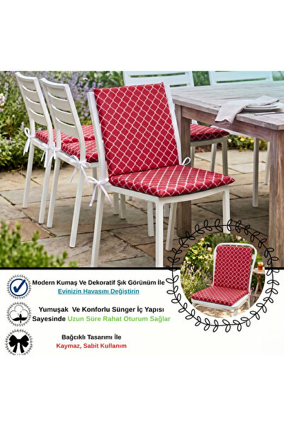Bhomesconcept 40x40 Cm Arkalıklı Sandalye Minderi Pamuk Polyester Kumaş İpli ...