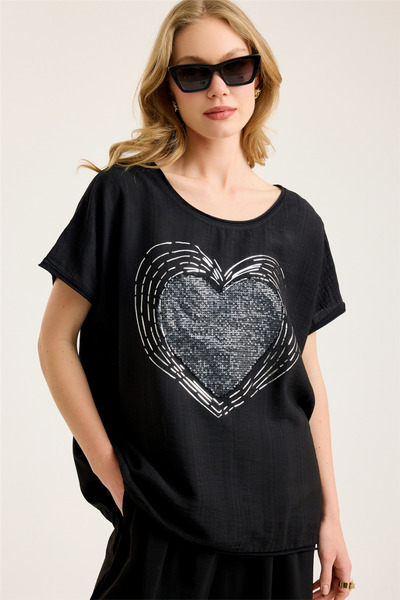 HomeStore Sequined Gilded Striped Blouse