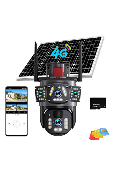 OEM Camera de Supraveghere 4G cu Panou Solar, Lentila Rotativa si Fixa, 6MP F...