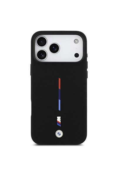 BMW M Θήκη Σιλικόνης MagSafe με Τρίχρωμη Γραμμή για iPhone 17 Pro Max - Μαύρο