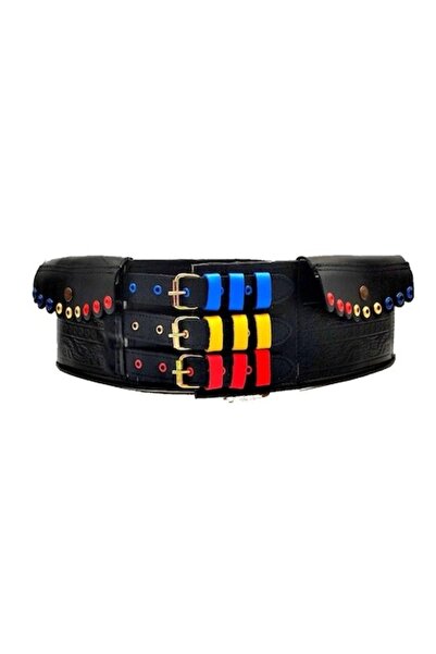 OEM Traditional leather belt, Tricolor, 116x13 cm