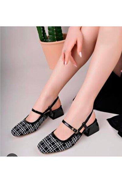 FİNTAS Ayağınıza Gelen Moda pantofi de damă cu toc din material tweed