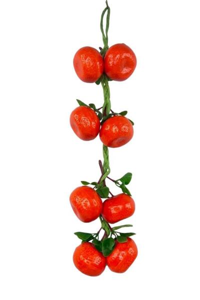 Nettenevime Yapay Mandalina Salkımı Süs 8 Mandalinalı Dekoratif Yapay Meyve S...