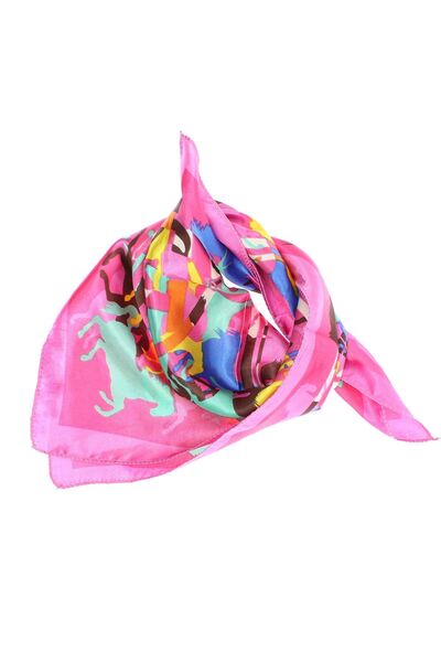 ButicCochet Eșarfă de damă, 50x50 cm, Buticcochet, satin, imprimeu cu cai, Ro...