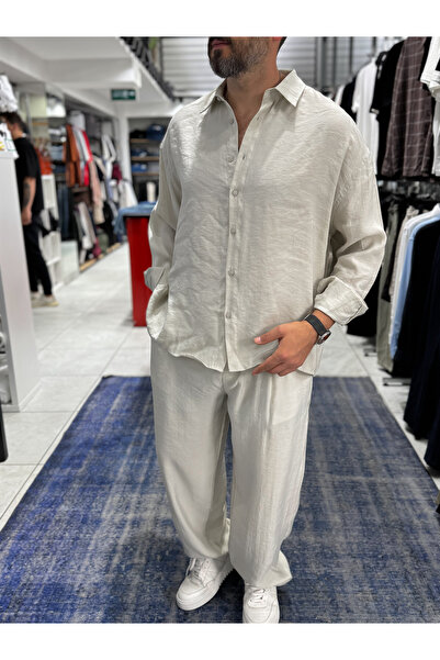 BYBASICMAN Πουκάμισο Oversize από Ύφασμα Τένσελ με Υφή Πέτρας TW-1176