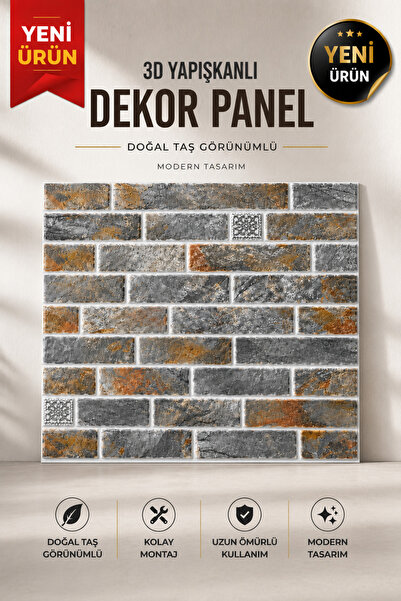 UKAB DEKOR 70x70 Kendinden Yapışkanlı 3d Kabartmalı Dekoratif Duvar Kaplama P...