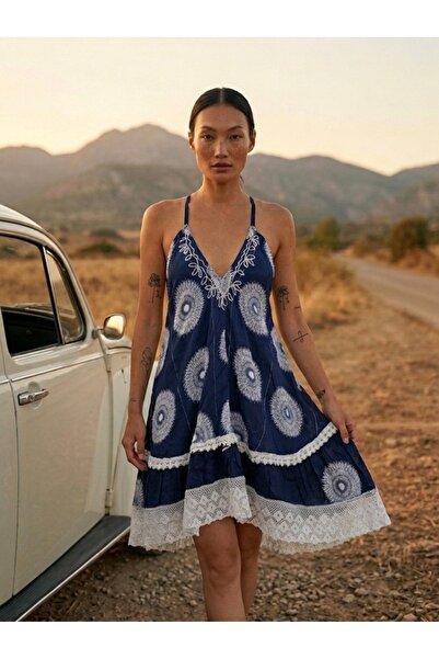 laviyonsa Authentic Cotton Lace Detailed Short Dress
