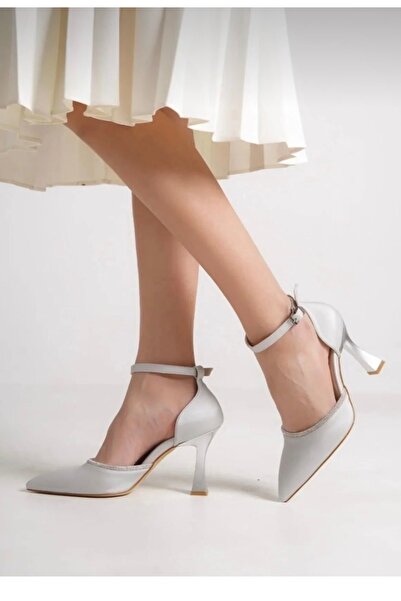 FYD SHOES Women's Ankle Strap Satin Fabric Heeled Shoes