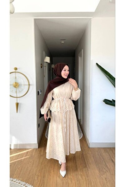 Nes Moda Kadın Kemer Detaylı Fisto Etek Gömlek Tesettür Takım Elbise