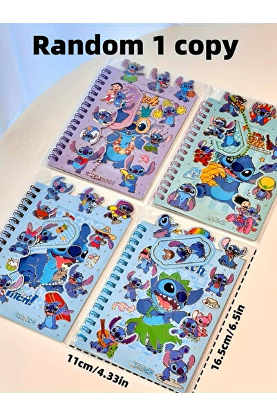 ÖZ OFİS Stitch Sticker Defter - 16 Sayfa Sticker 8 Sayfa Not Defteri - Anahta...