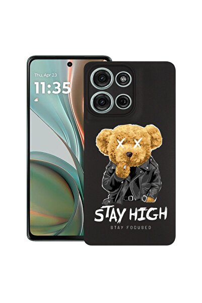 bestcase Калъф за Motorola Moto G15, Мече  "Stay High ", Тънък силиконов 0.8М...