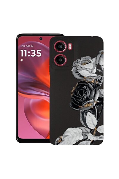 bestcase ¬Æ Husa pentru Motorola Moto G05, Black Rose, Slim Silicon 0.8MM, An...