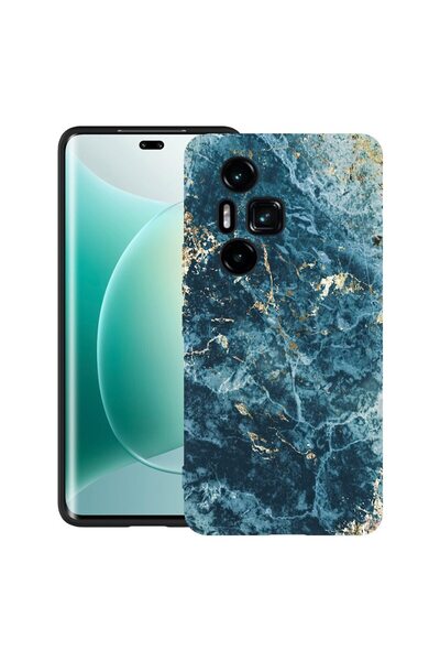 bestcase Калъф за Honor 300 Pro / 300 Ultra с мраморен дизайн - Зелен и злате...
