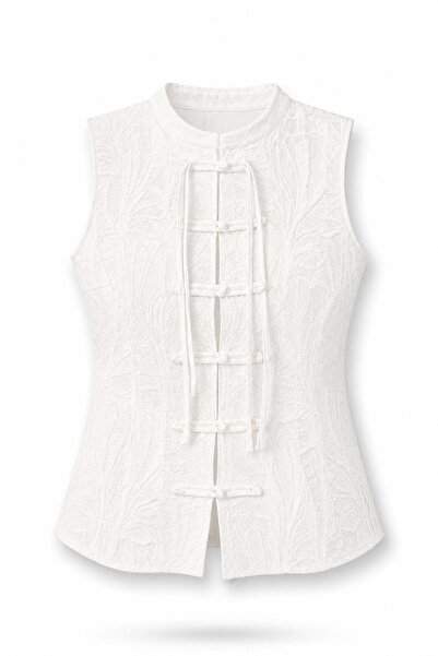 5in1Canpolat White High Neck Blouse 26Y713