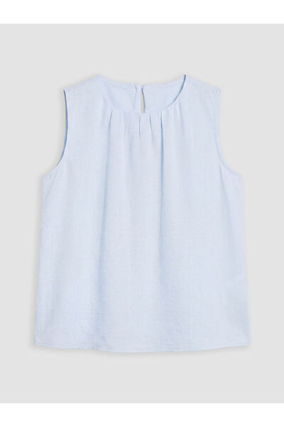 LC Waikiki Blue bicycle collar ruched detail girl's blouse