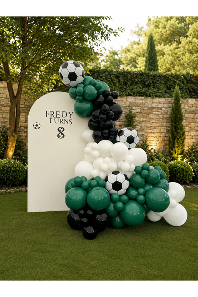 MERİ PARTİ Football Themed Balloon Chain Set – Green Black and White Concept ...