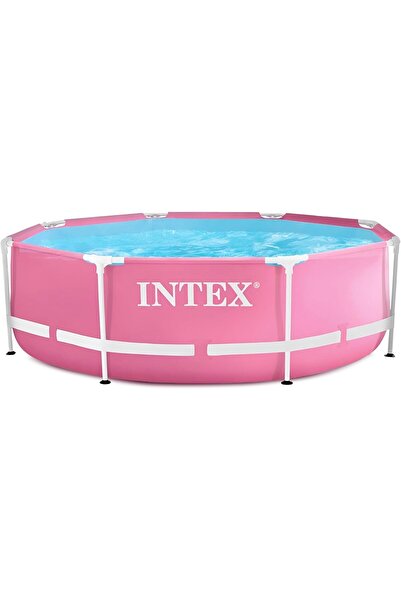 Intex 28290EH Outdoor Pool, 2.4m x 76cm, Round Metal Frame T-Joint Above Grou...
