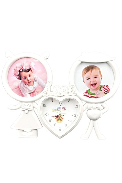 Rhainer Couple Photo Frame Clock for 2 photos