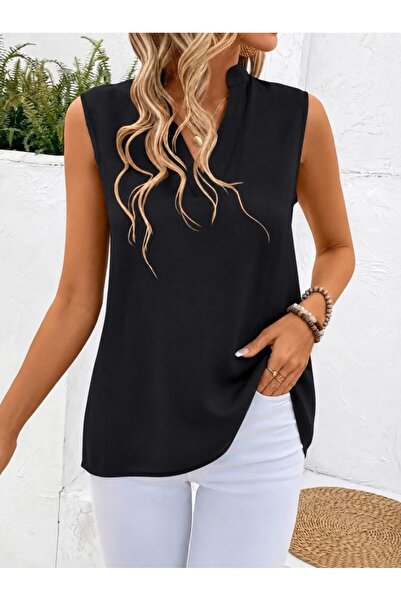 kendim fashion بلوزة نسائية طويلة بياقة على شكل V وحزام من ماركة هاكيم