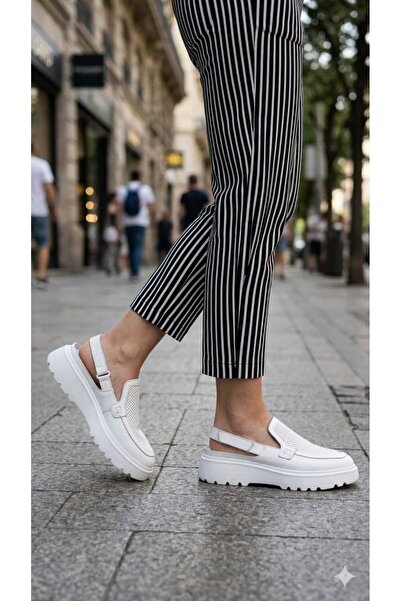 Oneka Shoes Kadın Günlük Sandalet Beyaz napa delikli 260629SBST1149