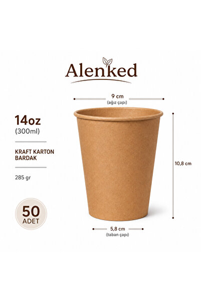 alenked Kraft 14oz Karton bardak 50'li