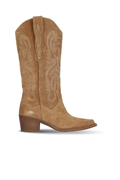 BUENO Tan Open Suede Women's Heeled Boots